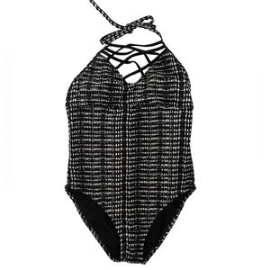 Mossimo High Neck Ine piece Swimsuits Color Black And White Size M